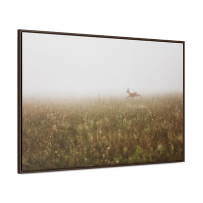 Whitetail Buck Jumping Framed Canvas Art Print