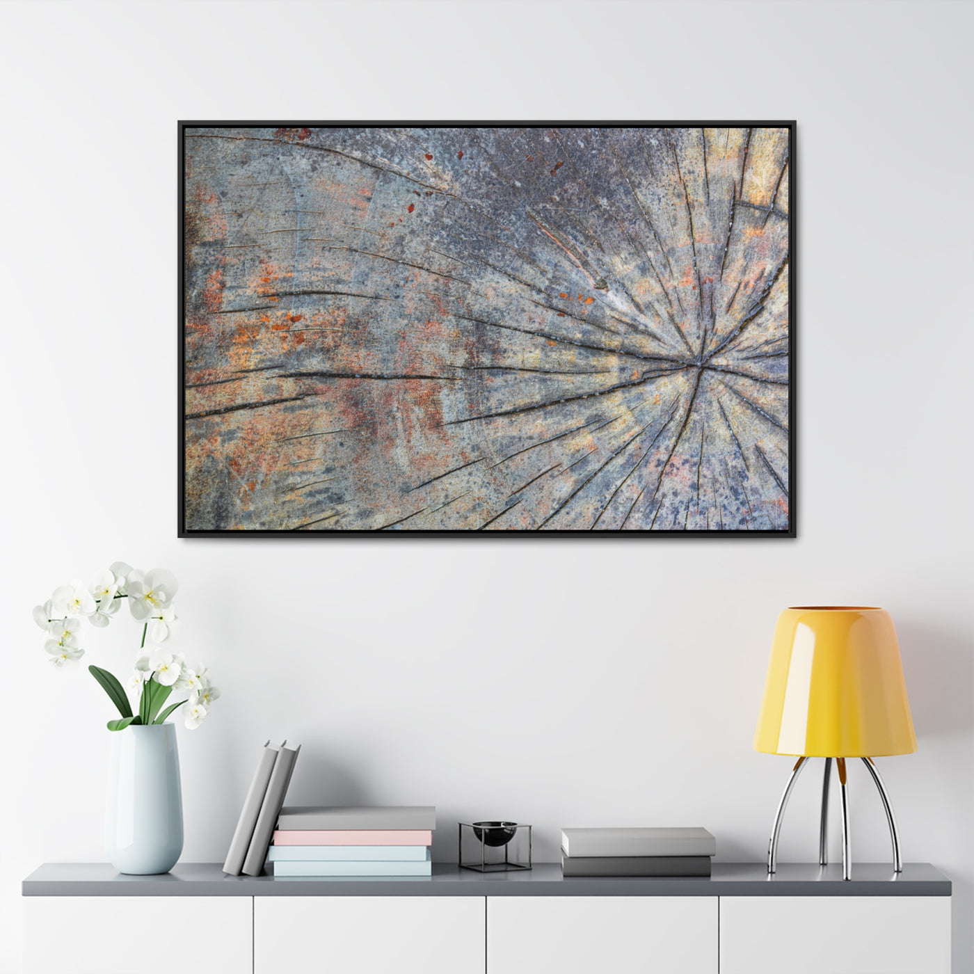 Tree Stump Rings Framed Canvas Rustic Art Print