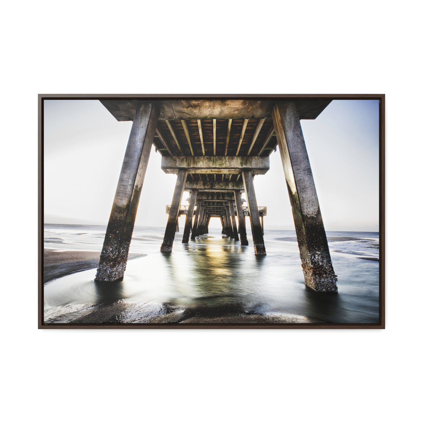 Beach Pier Framed Canvas Wall Art Print