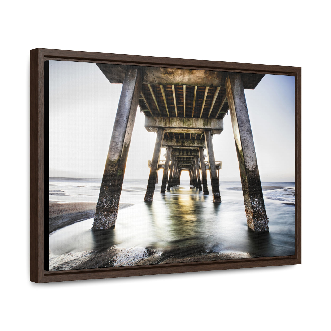 Beach Pier Framed Canvas Wall Art Print