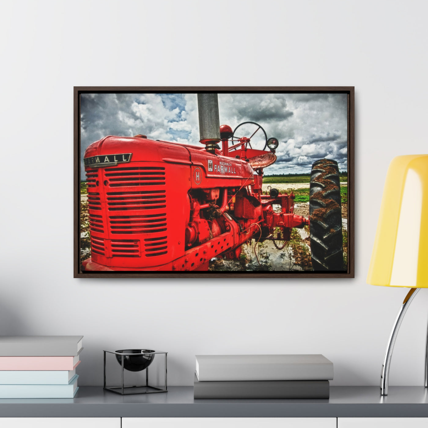 Red Tractor Farmall Framed Canvas Art Print