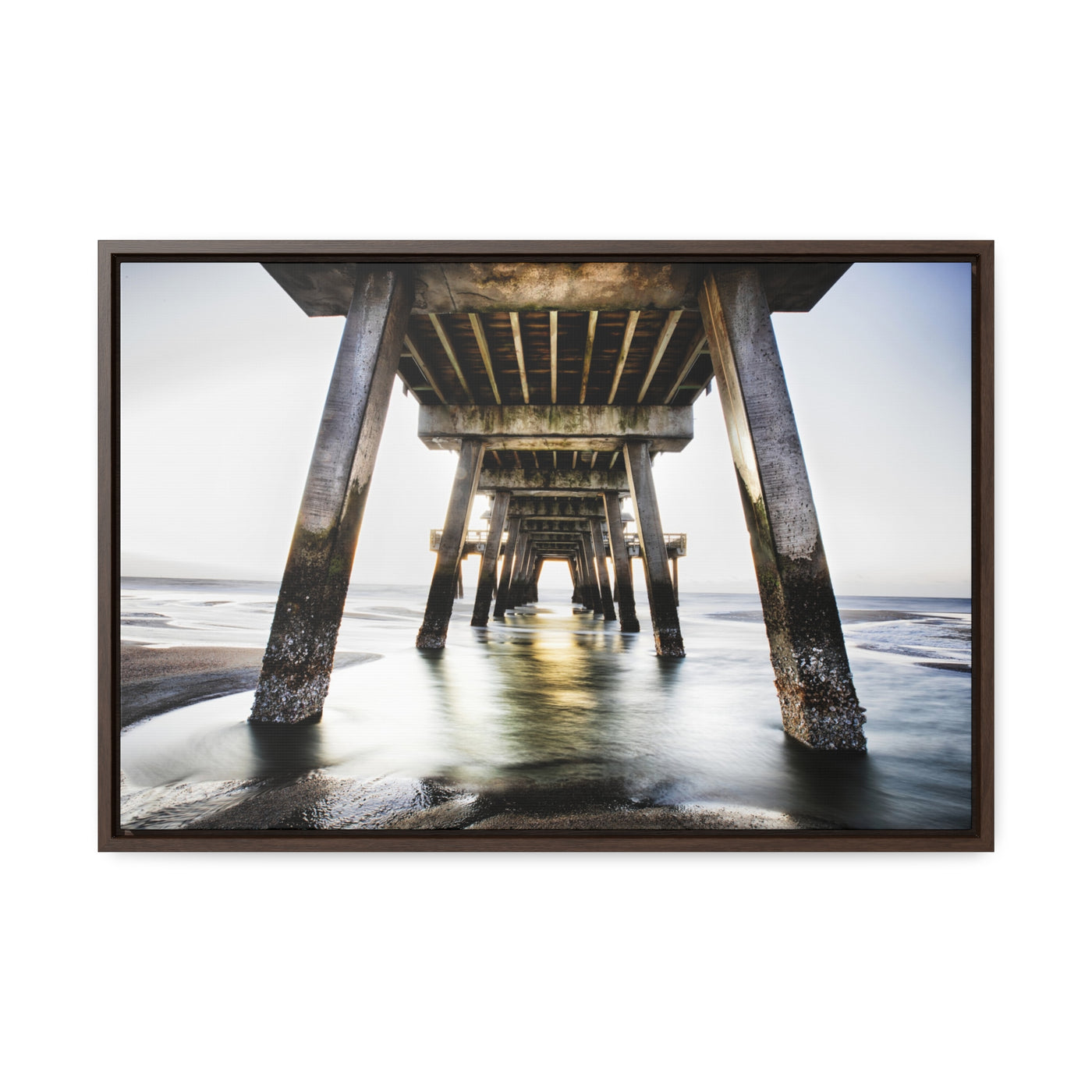 Beach Pier Framed Canvas Wall Art Print