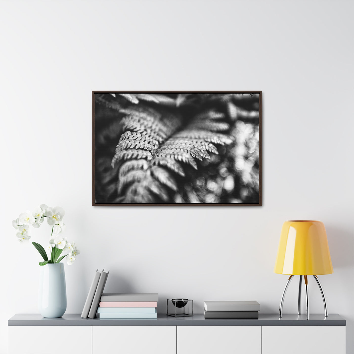 Black and White Fern Framed Canvas Art Prints