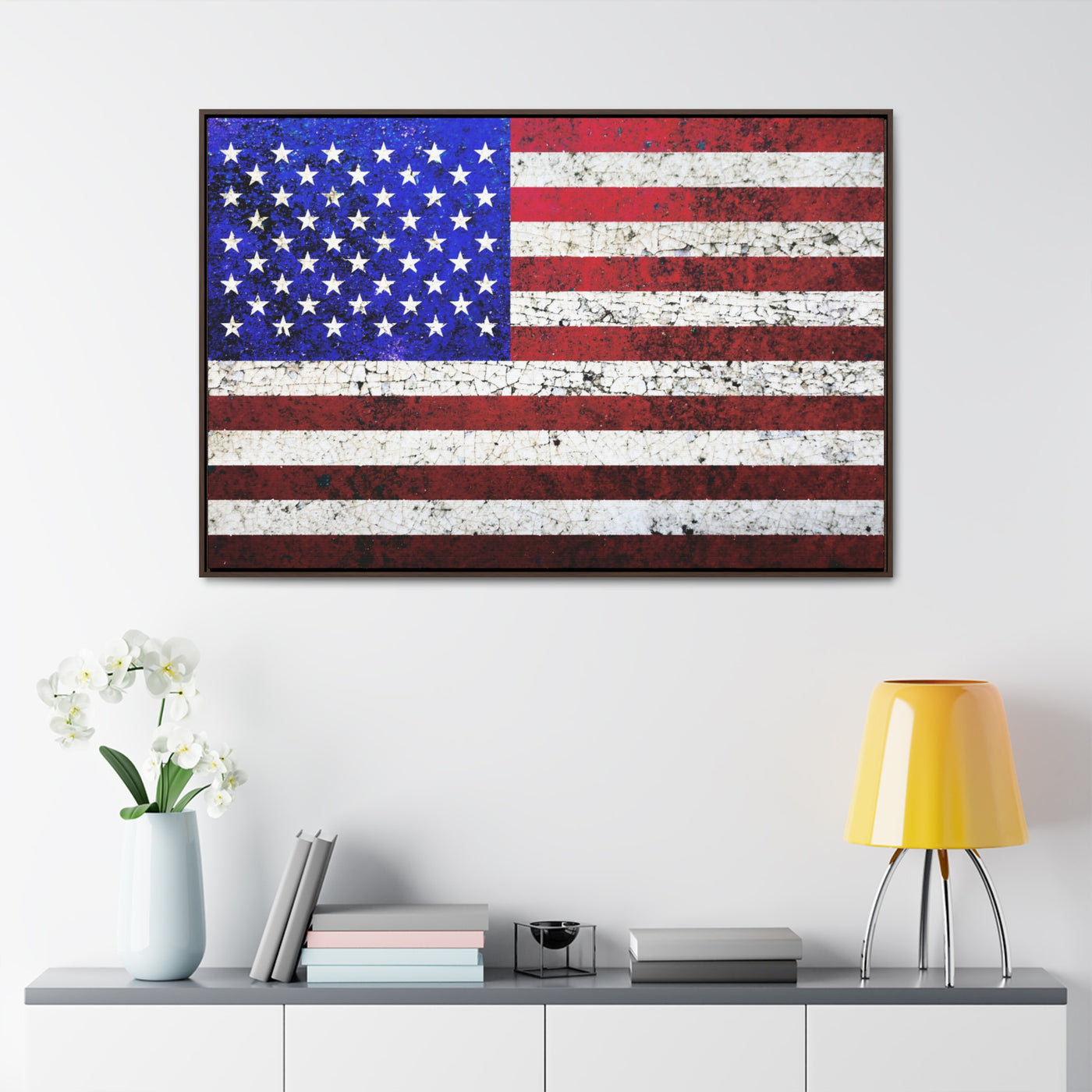 Canvas Wrap Art Print American Flag Framed