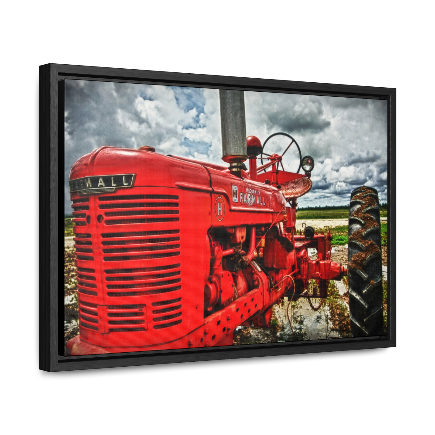 Red Tractor Farmall Framed Canvas Art Print