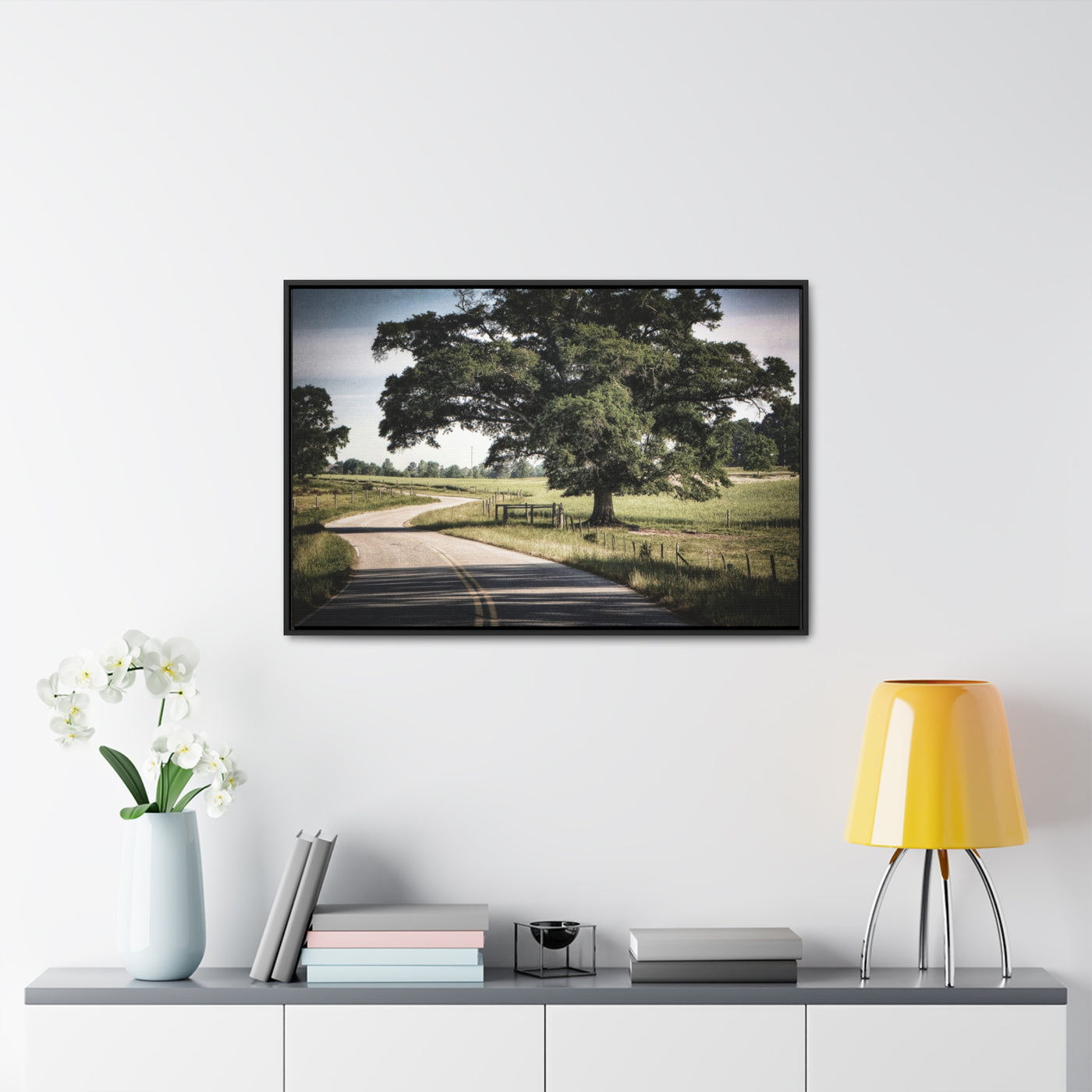 Old Country Road Framed Canvas Print