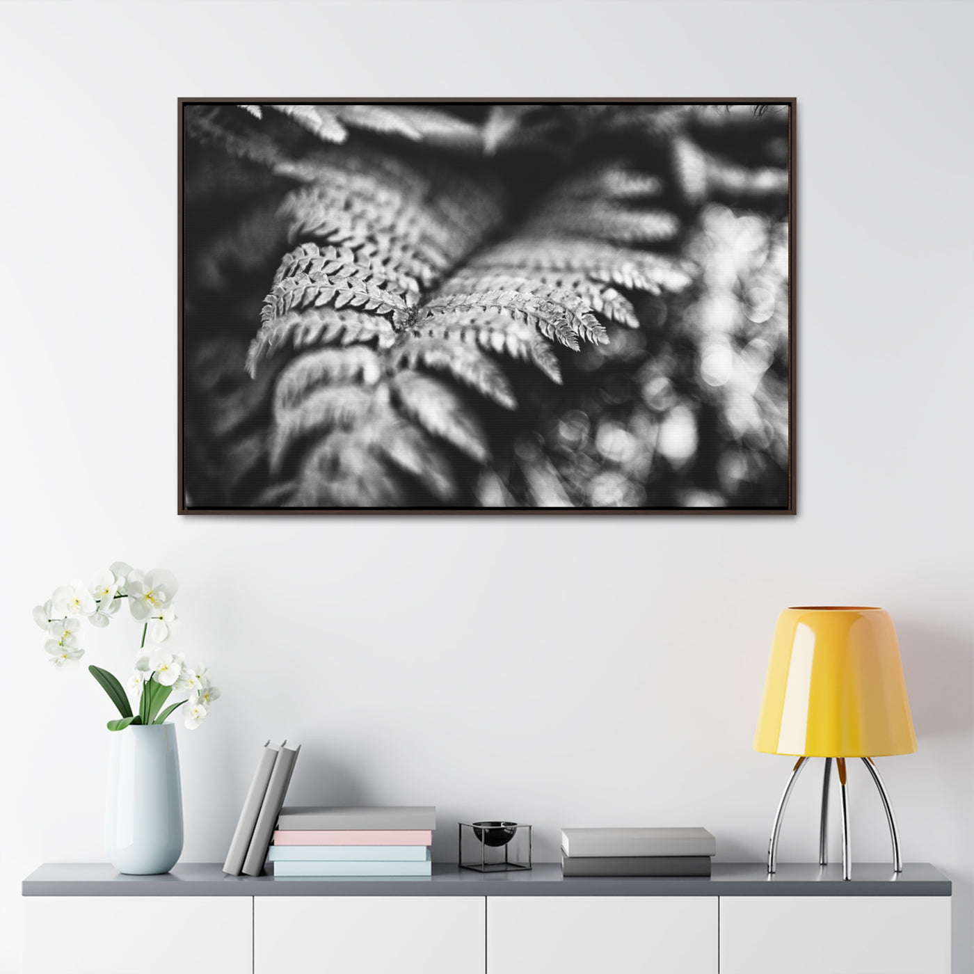 Black and White Fern Framed Canvas Art Prints