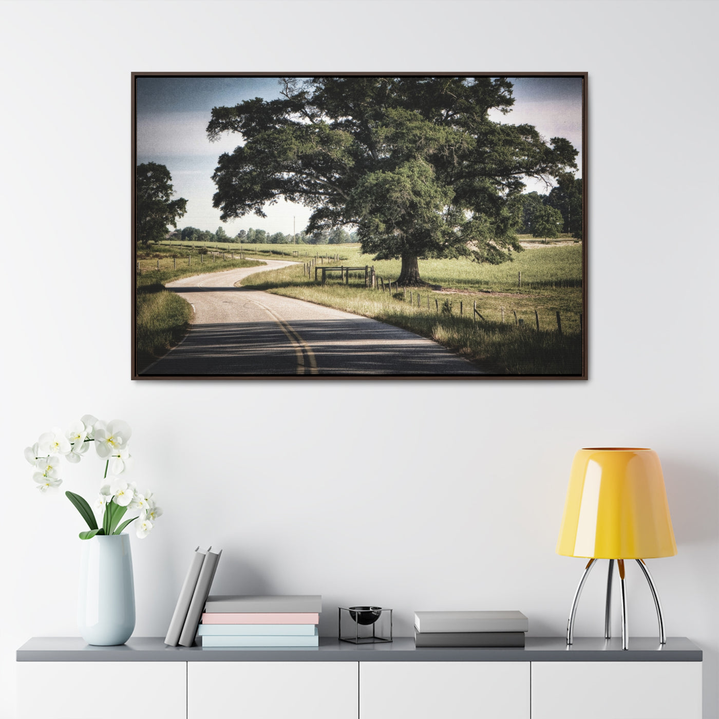 Old Country Road Framed Canvas Print