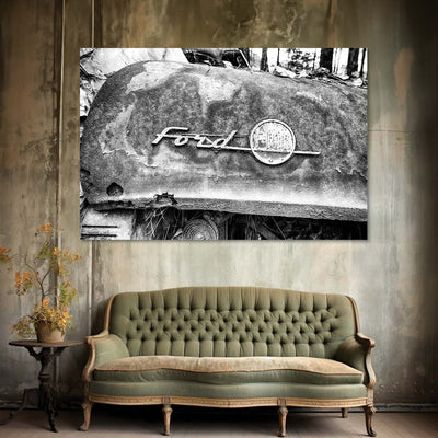 Black and White Old Ford Truck Art Print