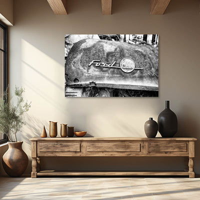 Black and White Old Ford Truck Art Print