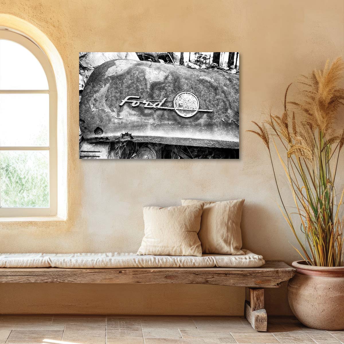 Black and White Old Ford Truck Art Print