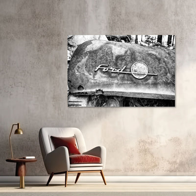 Black and White Old Ford Truck Art Print