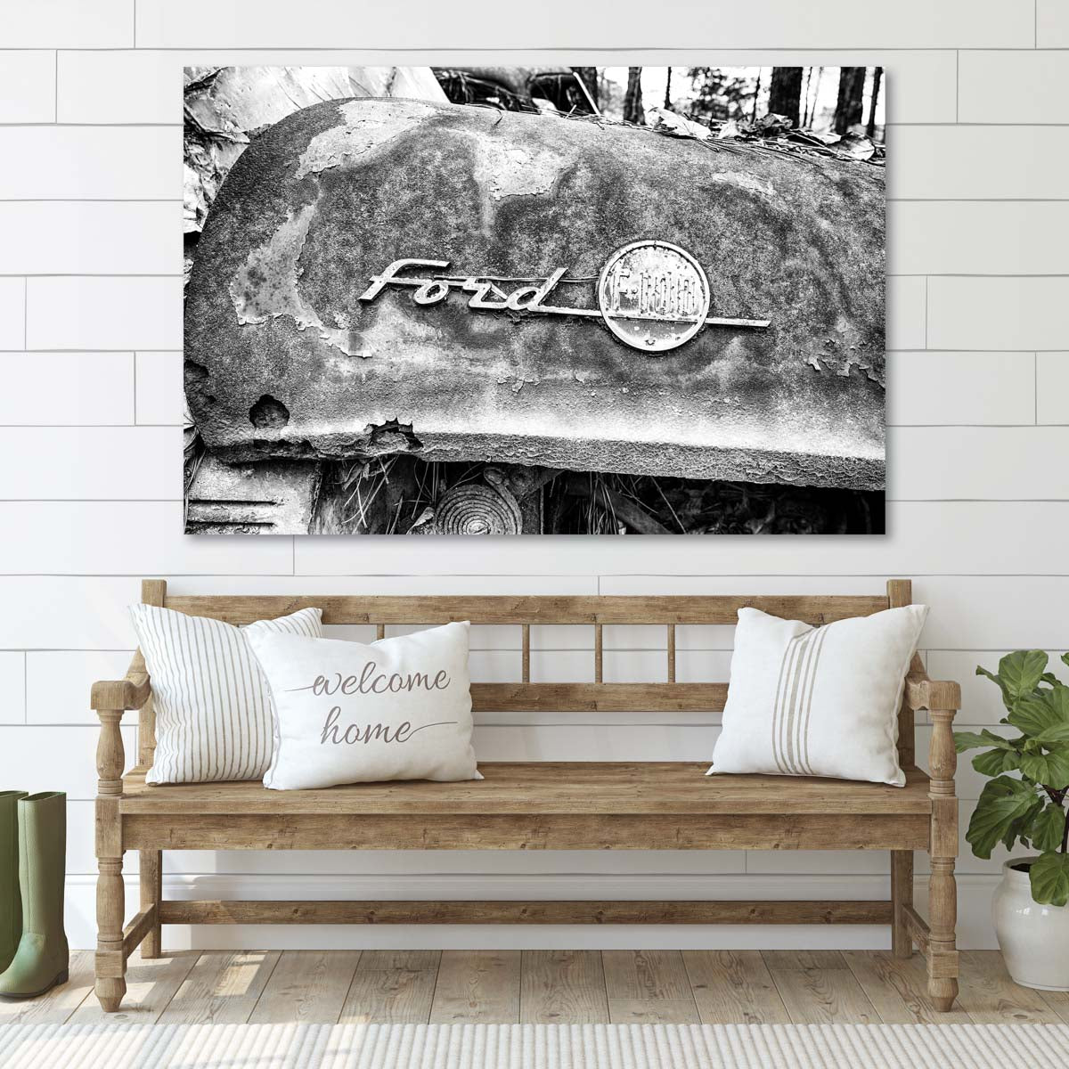 Black and White Old Ford Truck Art Print