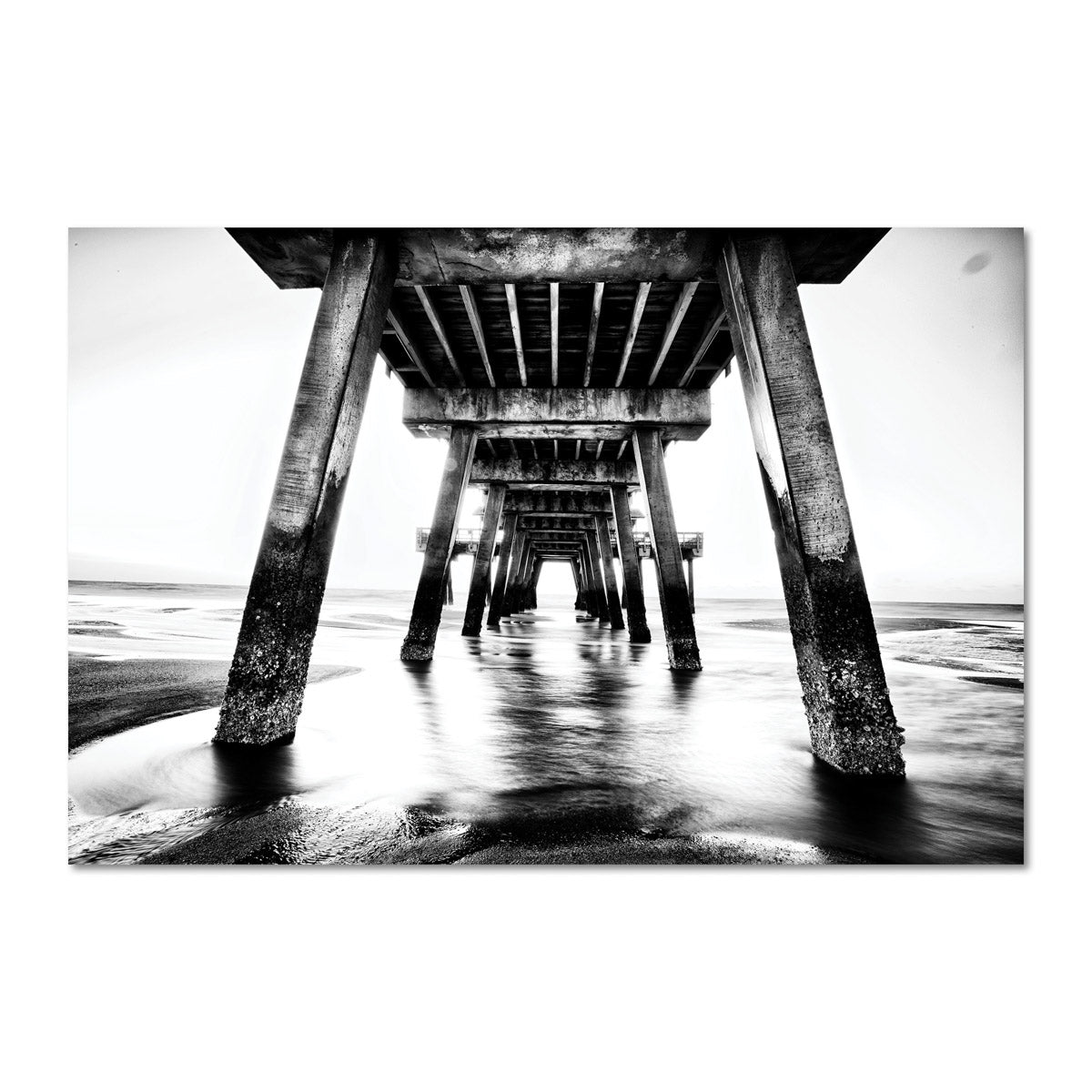 Black and White Beach Pier Wall Art