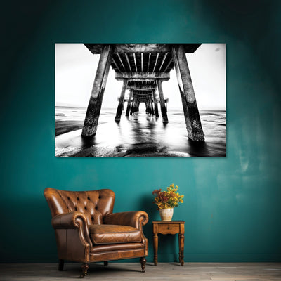 Black and White Beach Pier Wall Art