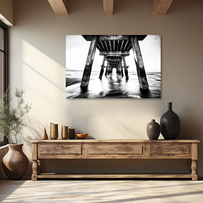 Black and White Beach Pier Wall Art