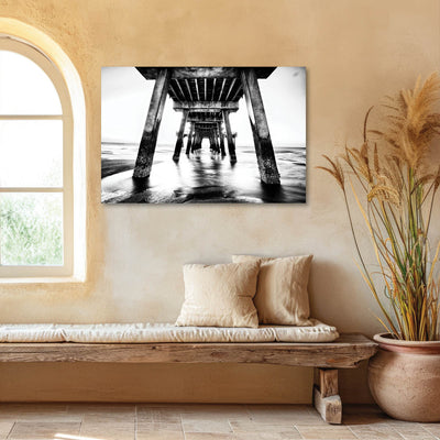 Black and White Beach Pier Wall Art