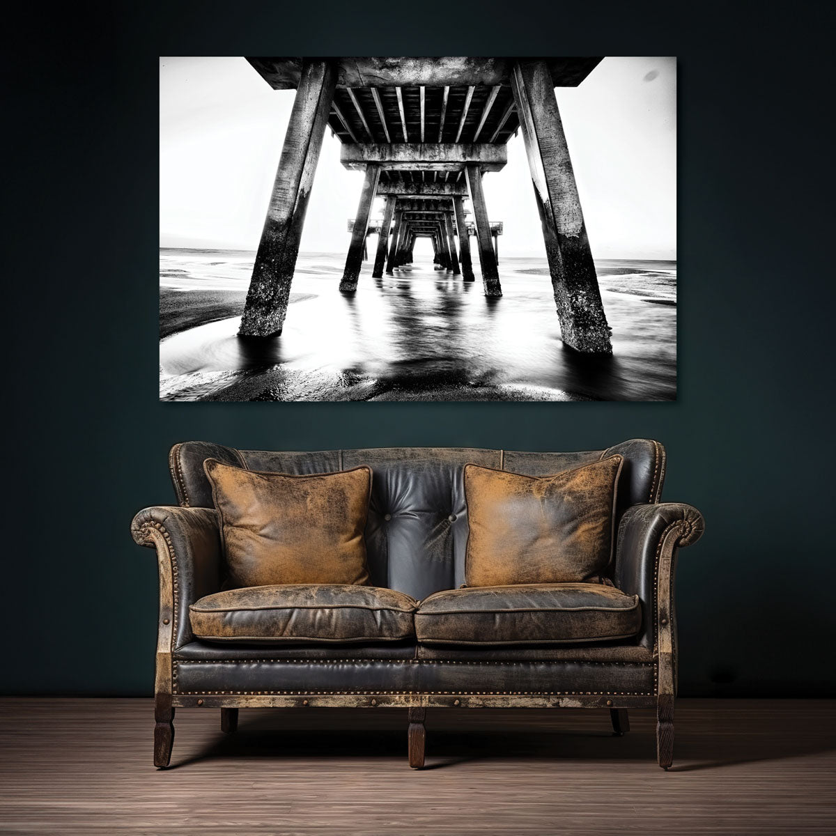 Black and White Beach Pier Wall Art