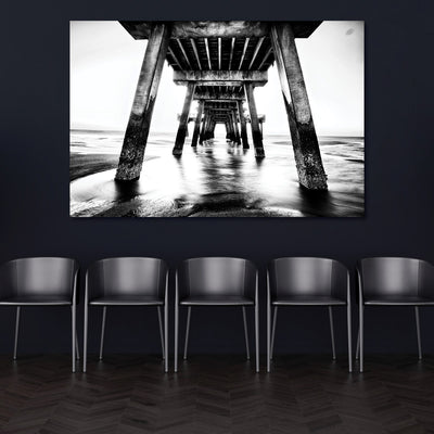 Black and White Beach Pier Wall Art