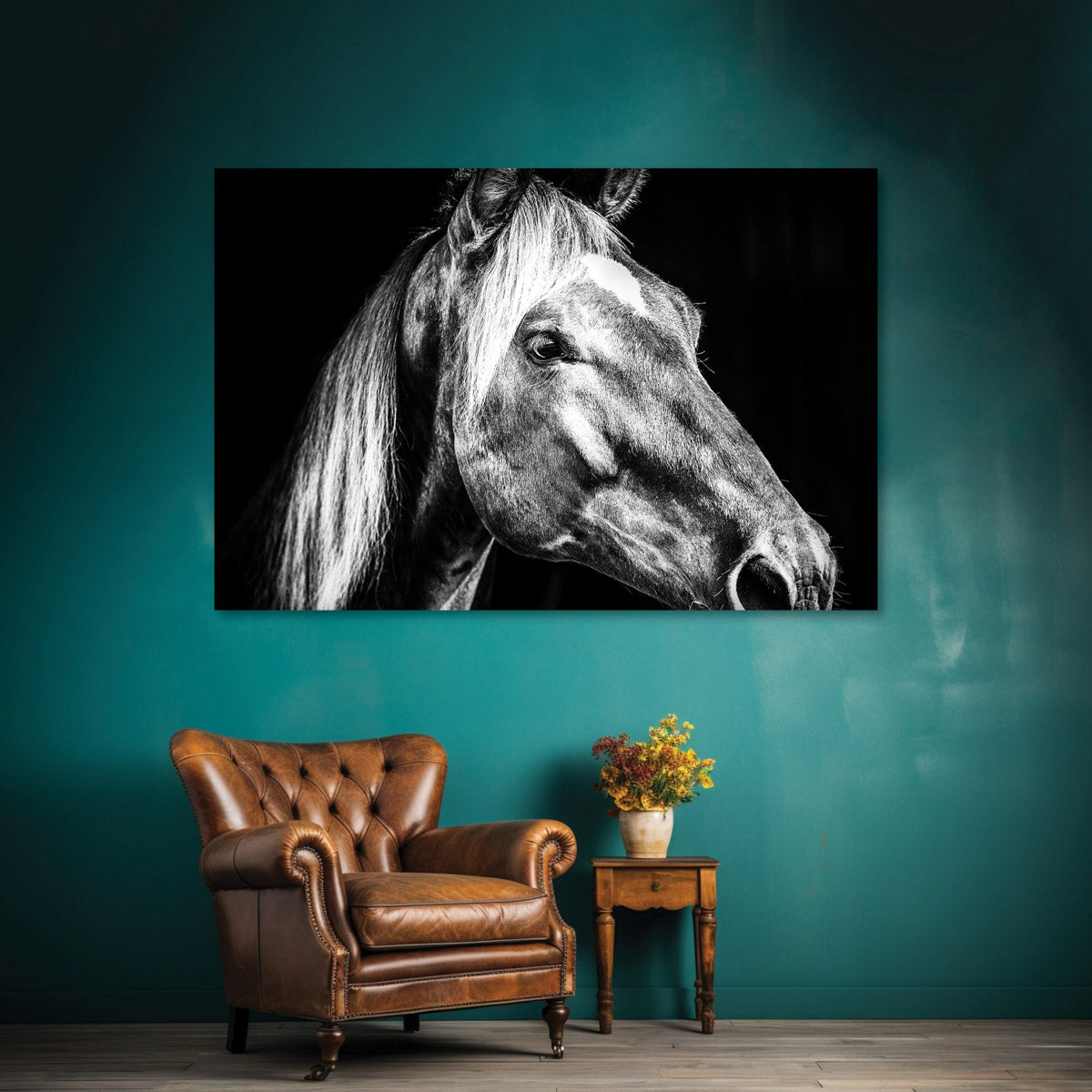 Farmhouse Style Black and White Horse Wall Artwork