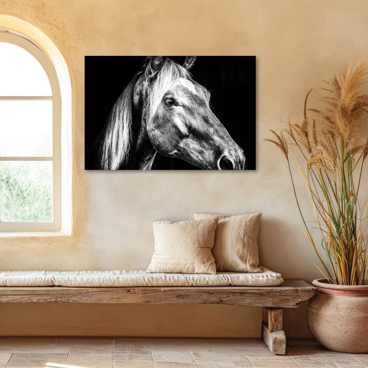 Farmhouse Style Black and White Horse Wall Artwork