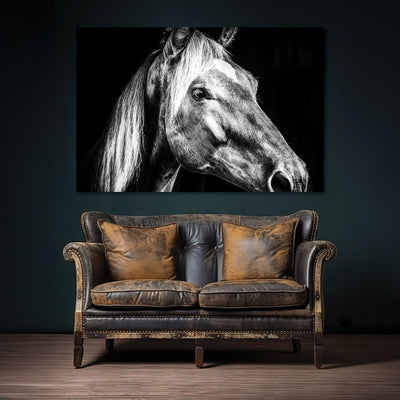 Farmhouse Style Black and White Horse Wall Artwork