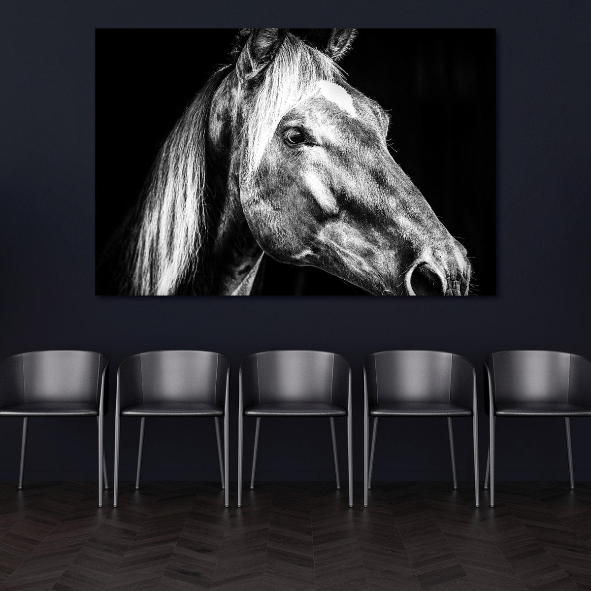 Farmhouse Style Black and White Horse Wall Artwork