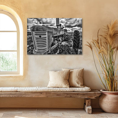 Antique Tractor Black and White Art Print