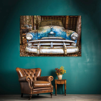 Rustic Old Blue Car Wall Art