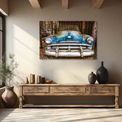 Rustic Old Blue Car Wall Art