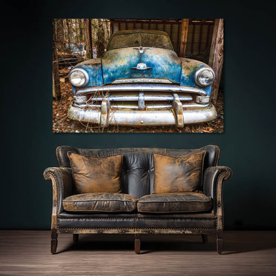 Rustic Old Blue Car Wall Art