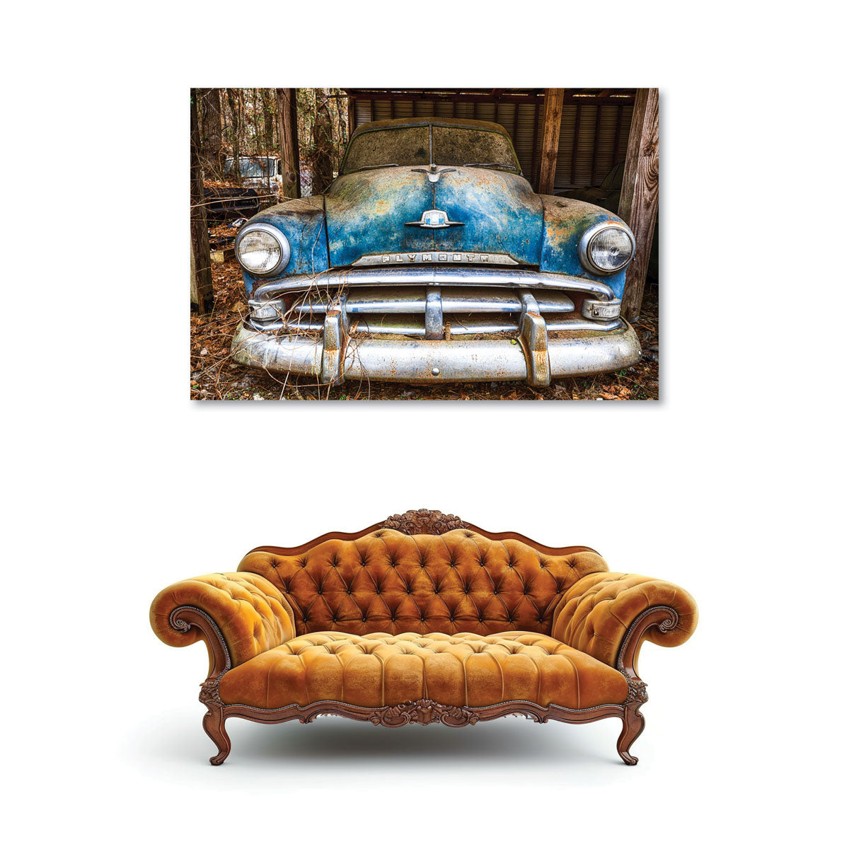 Rustic Old Blue Car Wall Art