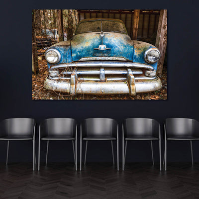 Rustic Old Blue Car Wall Art