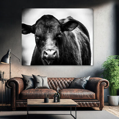 Rural Farmhouse Black and White Cow Art