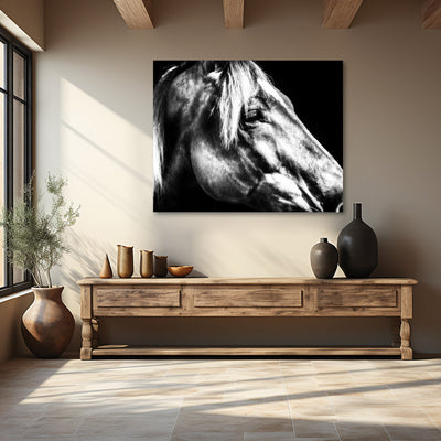 Farm Horse Black and White Wall Art