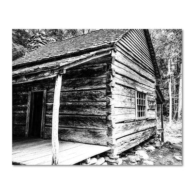 black and white old log cabin art prints for sale