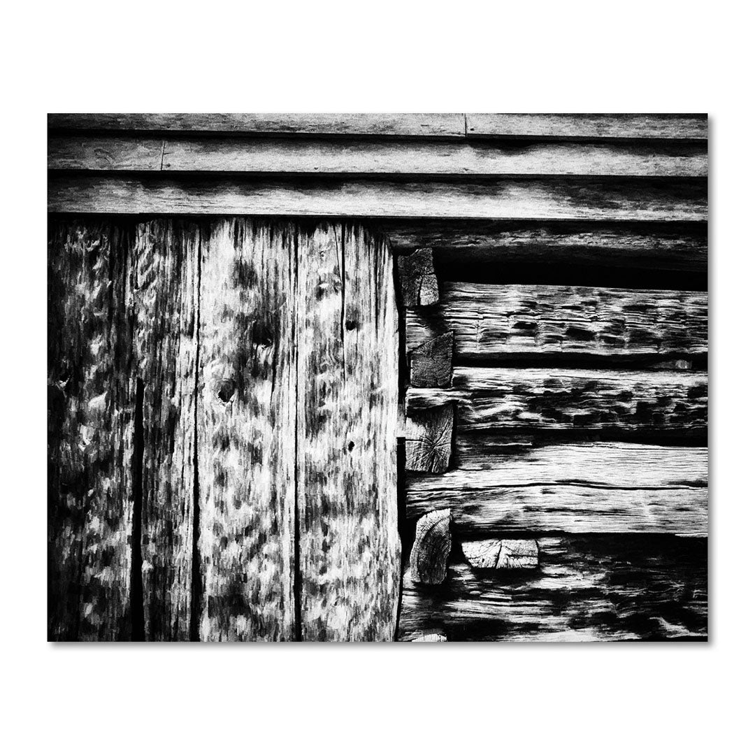 Old Log Cabin Black and White Art Print