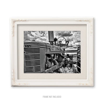 Modern Rustic Farmhouse Black and White Tractor Art