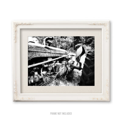 Black and White Tractor Art Print
