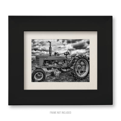 Rustic Farmhouse Tractor Black and White Wall Art