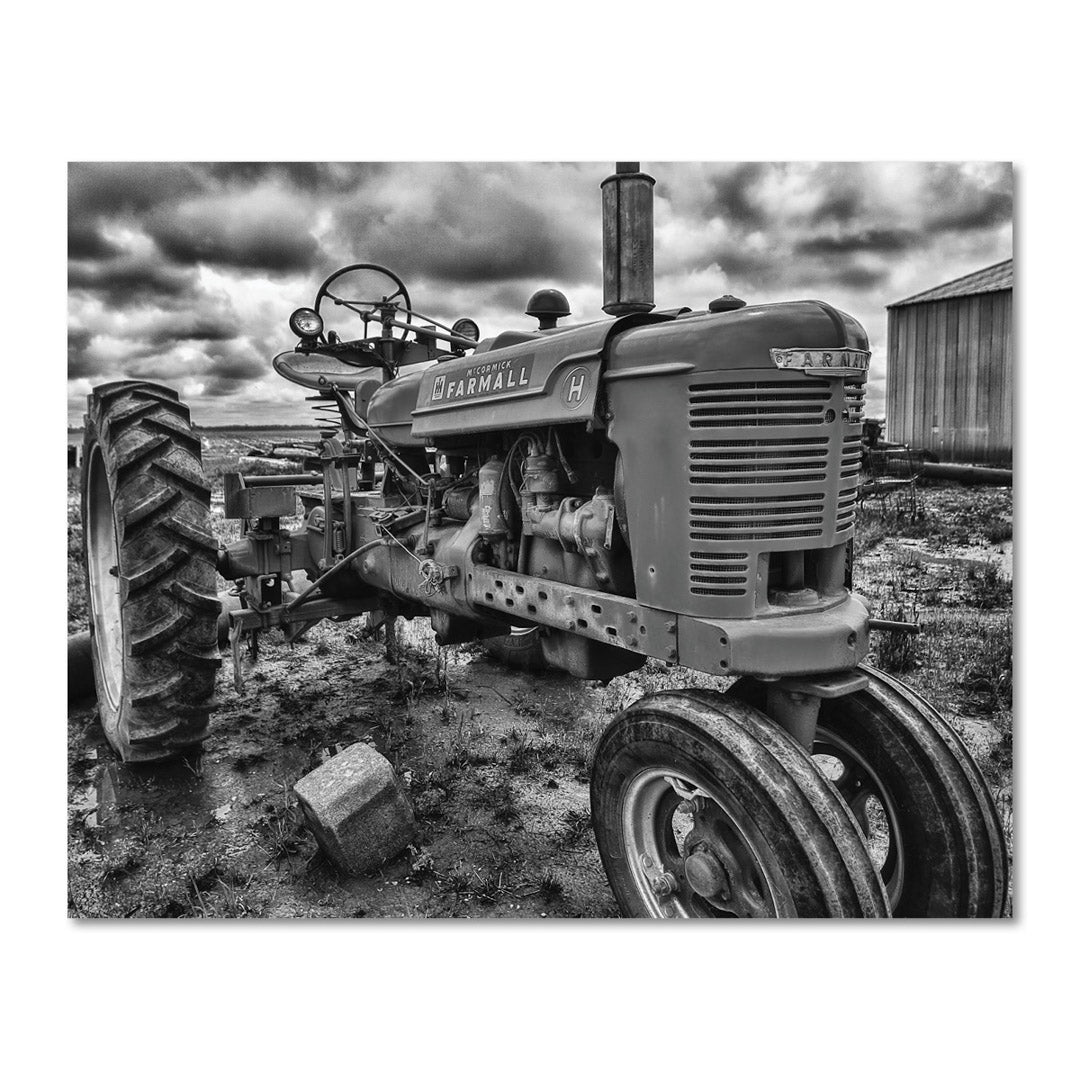Rustic Farmall Tractor Black and White Wall Artwork