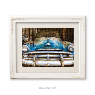 Rustic Old Blue Car Wall Art