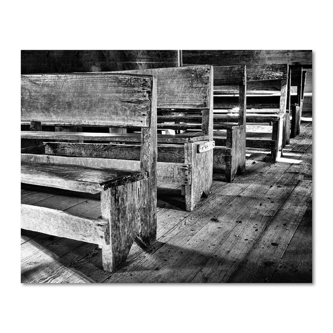 black and white church pew art prints for sale