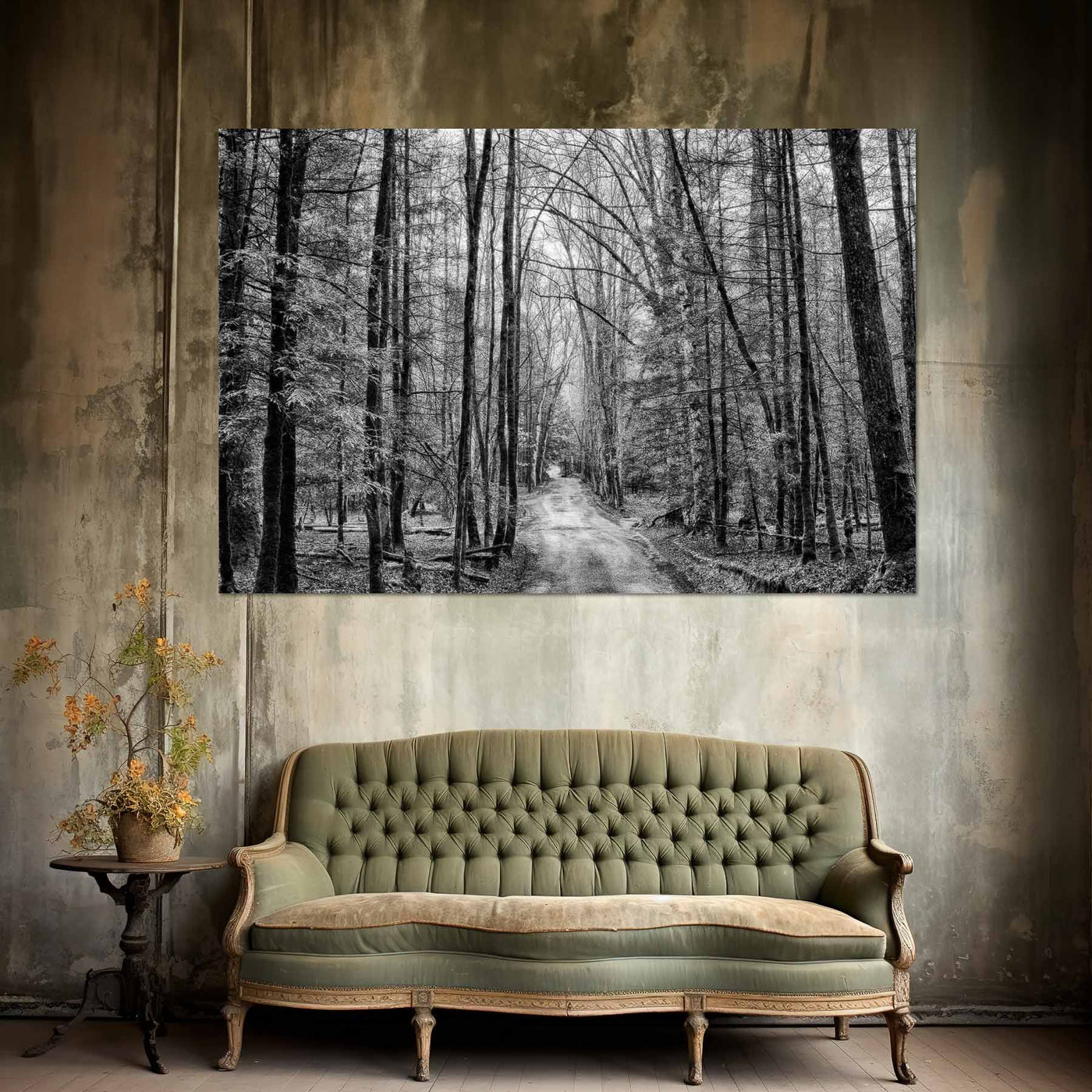 Dirt Road Black and White Art Print