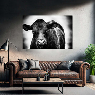 Black and White Cow Art
