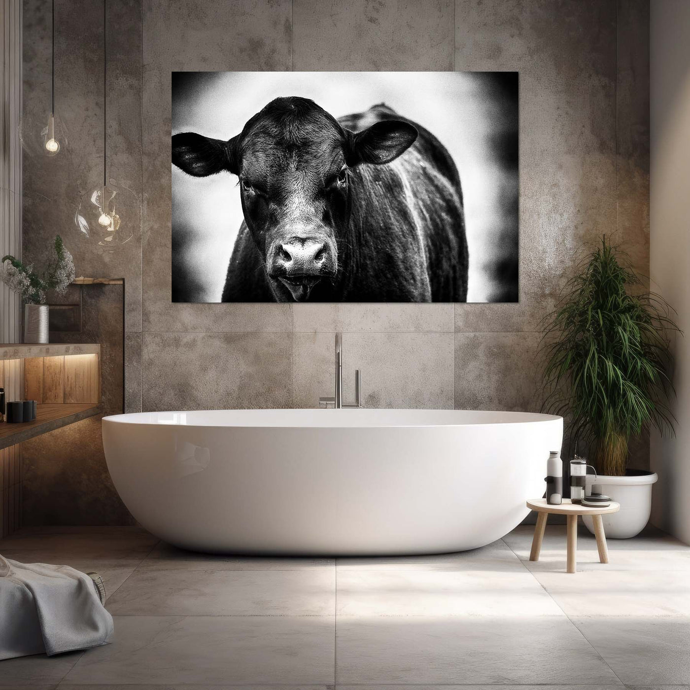 Black and White Cow Art