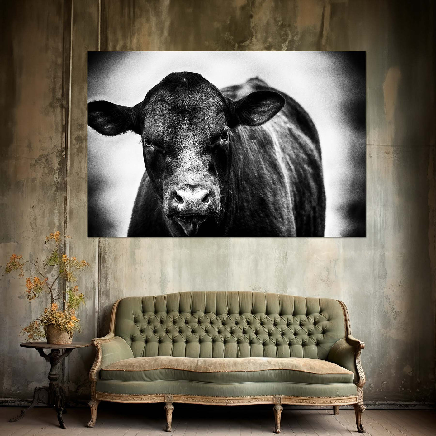Black and White Cow Art