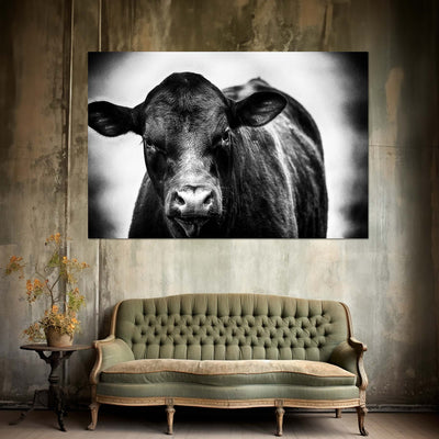 Black and White Cow Art