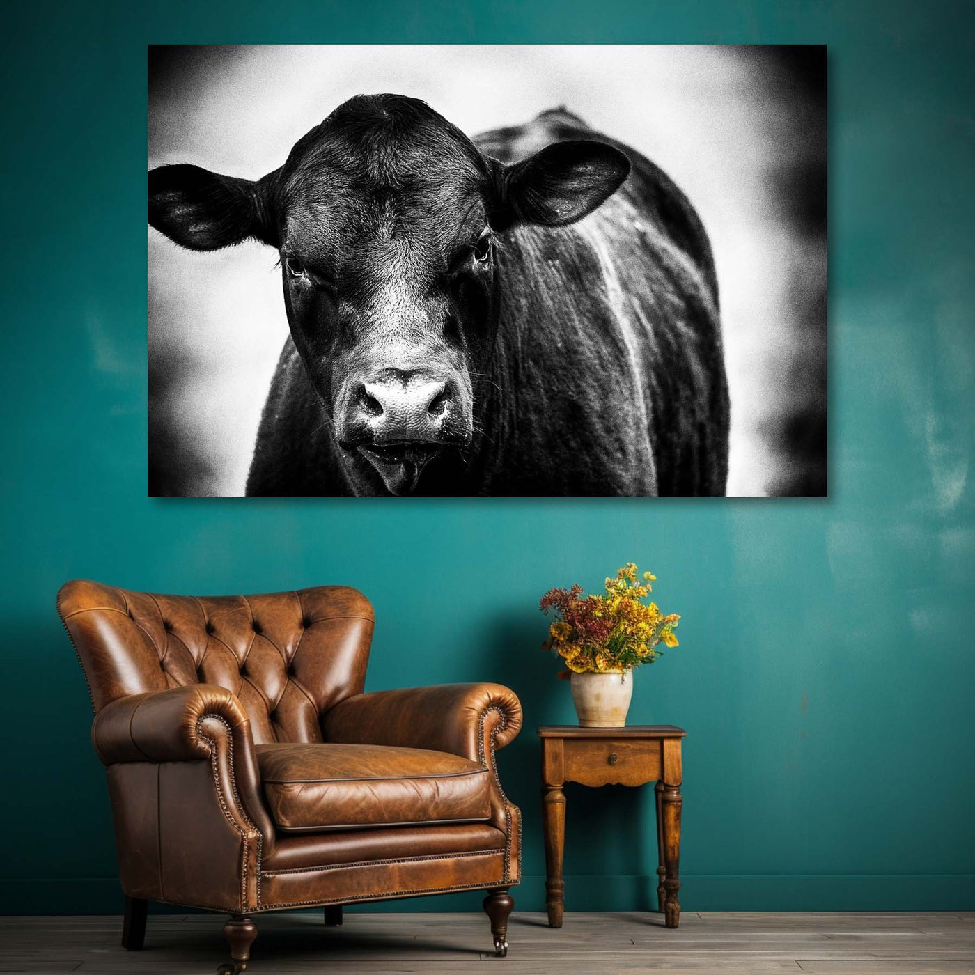 Black and White Cow Art