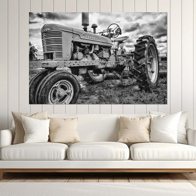 tractor art black and white